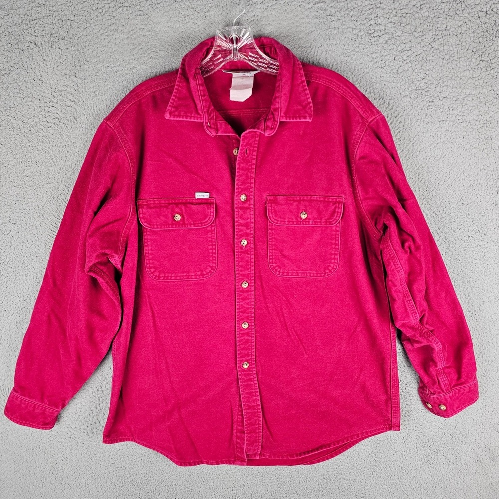 Carhartt Flannel Shirt Mens L Red Rugged Outdoor Wear Vintage Long Sleeve Button